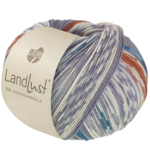 Lana Grossa Landlust Die Sockenwolle 614 Grijs/Wit/Licht-/Donkerpetrol/Okkergoud/Meigroen