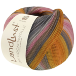Lana Grossa Landlust Die Sockenwolle 132 Oranje/Eigeel/Zalmoranje/Grijs/Grijsbeige/Lichtroze/Roze/Anjer/Lichtgrijs gestreept