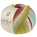 Lana Grossa Landlust Die Sockenwolle 136 Bourgogne/Grijsrood/Mint/Turkoois/Pistache/Naturel gestreept