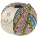 Lana Grossa Landlust Die Sockenwolle 822 Azuurblauw/Grijsgroen/Geel/Paars/Lentegroen/Gebroken wit/Grijs