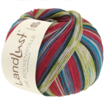 Lana Grossa Landlust Die Sockenwolle 717 Frambozenrood/Violetblauw/Wit/Kaneelbruin/Meigroen/Donkergroen/Hemelsblauw