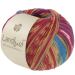 Lana Grossa Landlust Die Sockenwolle 615 Orchidee/Saffraangeel/Lichtrood/Wit/Hemelsblauw