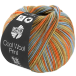 Lana Grossa Cool Wool Print 834 Oranje/Oker/Nougat/Zeegroen/Grijsblauw