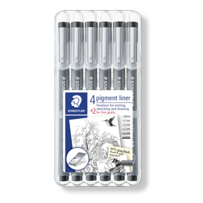 STAEDTLER Pigmentliner 308, 4 + 2 stuks