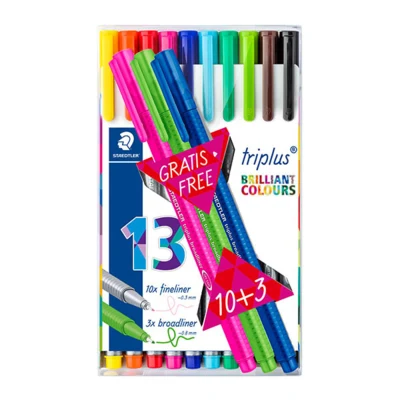 STAEDTLER Triplus fineliner &amp; broadliner, 10 + 3 stuks