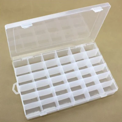 Kunststof doos met deksel, transparant, 27,7x17,8 cm, 36 vakken