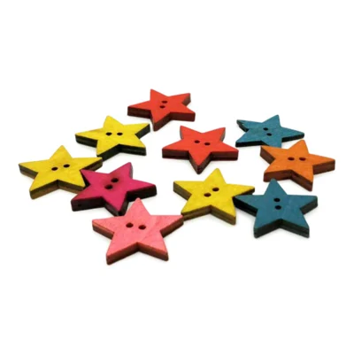 HobbyArts Houten Knopen Ster, 10 stuks