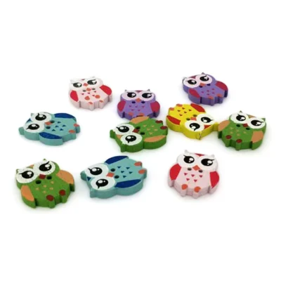 HobbyArts Houten Knopen Uil, 10 stuks