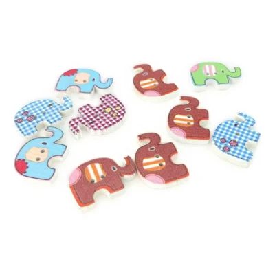 HobbyArts Houten Knopen Olifant, 10 stuks