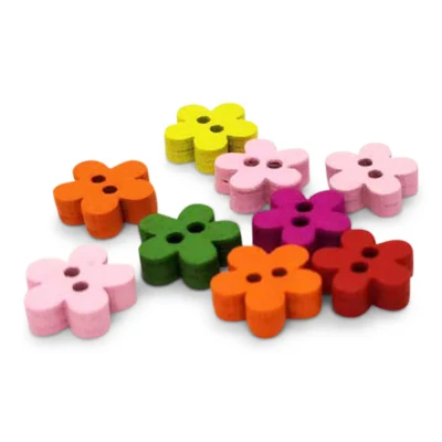 HobbyArts Houten Knopen Bloem 11 mm, 10 stuks