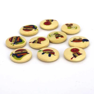 HobbyArts Ronde Houten Knopen Dierenbedrukte, 18mm, 10 stuks