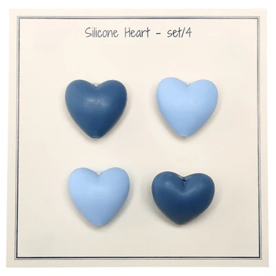 Go Handmade Siliconen Kralen, Hart, 4 stuks