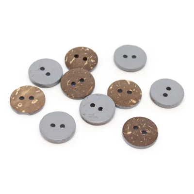 HobbyArts Gekleurde Kokos Knopen Grijs 15 mm, 10 stuks