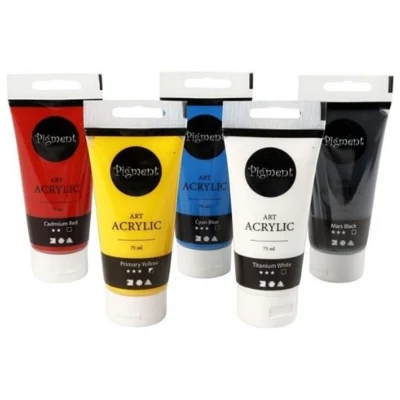 Pigment Art Acrylverf, 75 ml, 5 st.