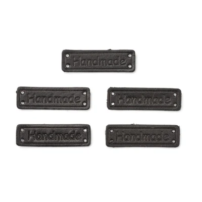 HobbyArts Leren Labels, Handmade, Zwart, 5 st