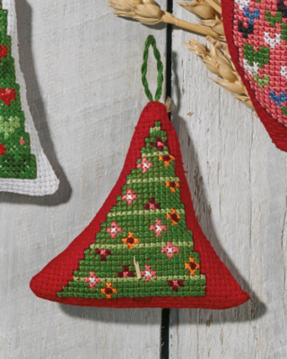 Borduurkit Guirlande boom rood 7 x 8 cm