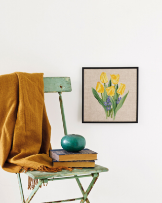 Borduurpakket Gele tulpen R5796 30 x 30 cm