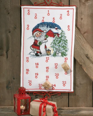 Borduurpakket Kerstelf/konijnen 5125/38 38 x 62 cm